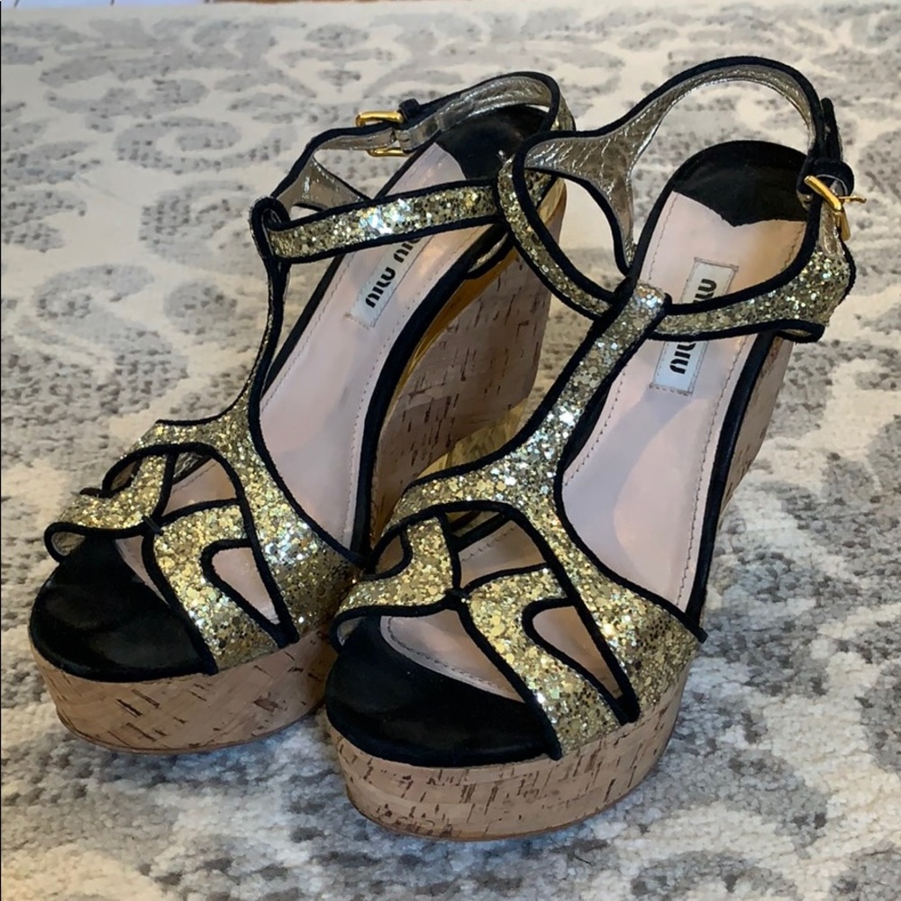 Miu Miu Wedges Size 37 1/2. Good Condition. - image 1